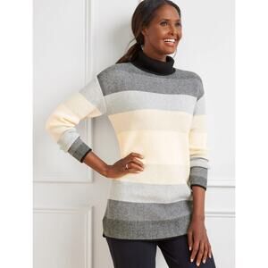 Talbots Stretchy Striped Long Turtleneck Thermal Sweater Womens XLP XL Petite